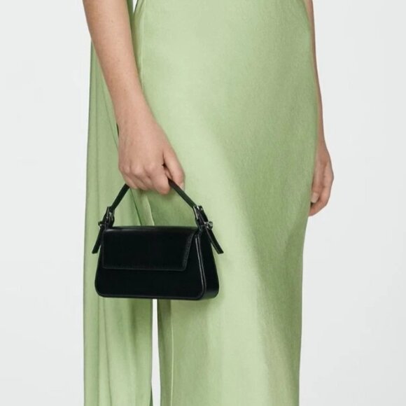 Mango Black Double Strap Bag With Flap/NWT - Picture 6 of 15